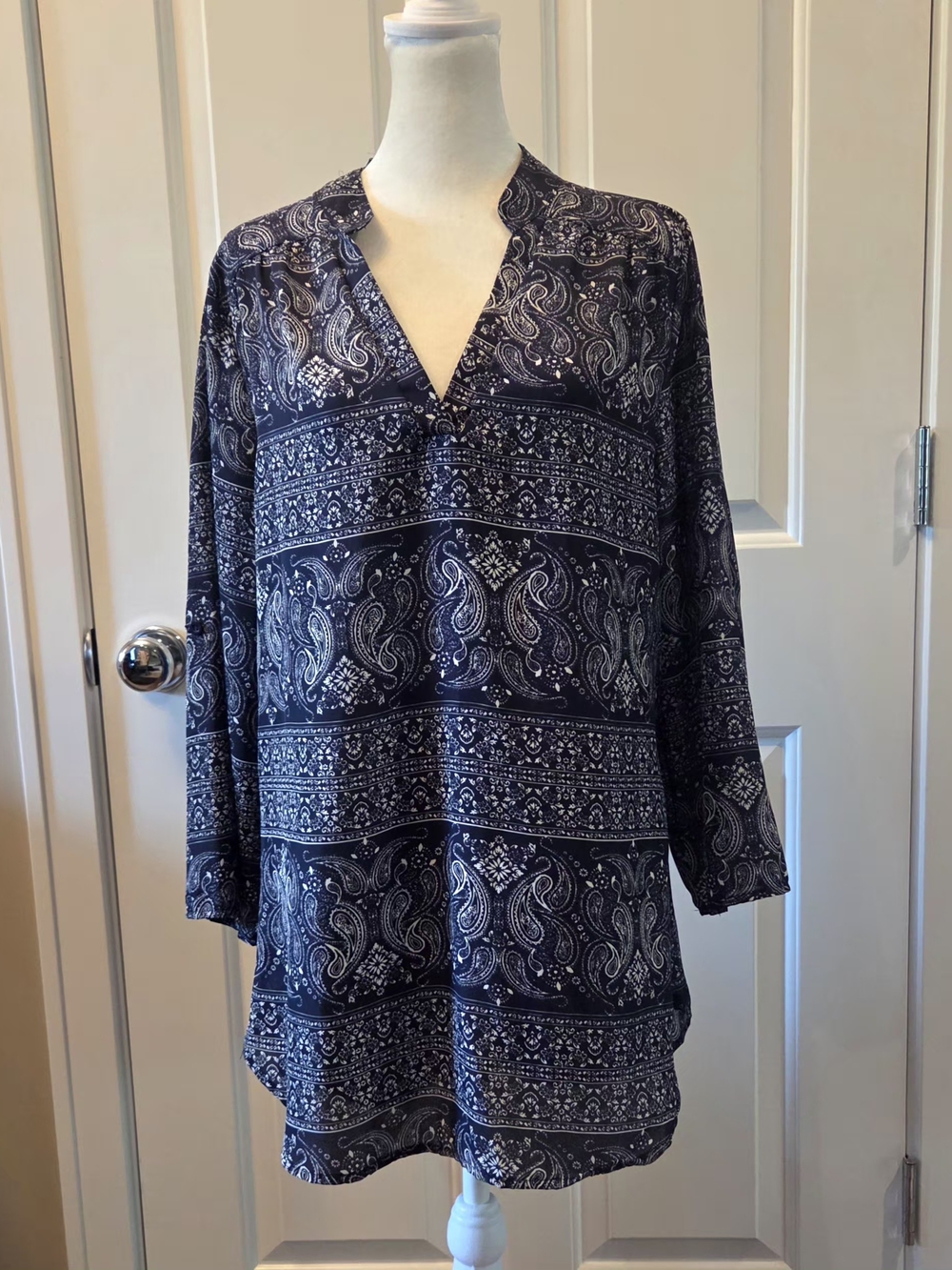 Rue 21 Paisley Blouse Tunic Length 3/4 Sleeves Womens L